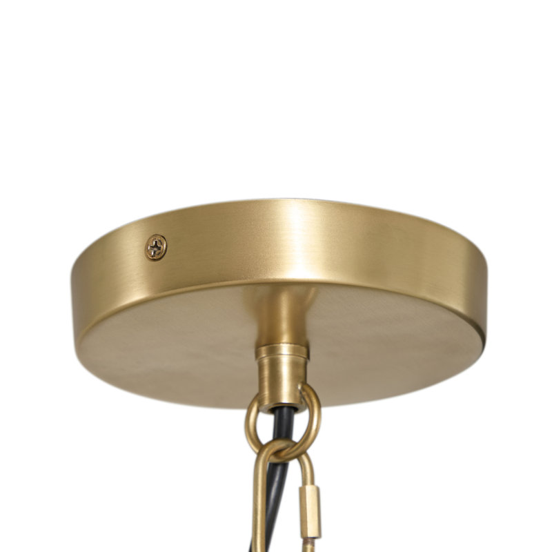 Shorelight Satin Brass Rattan Chandelier - 39.25 In. D X 17.75 In. H