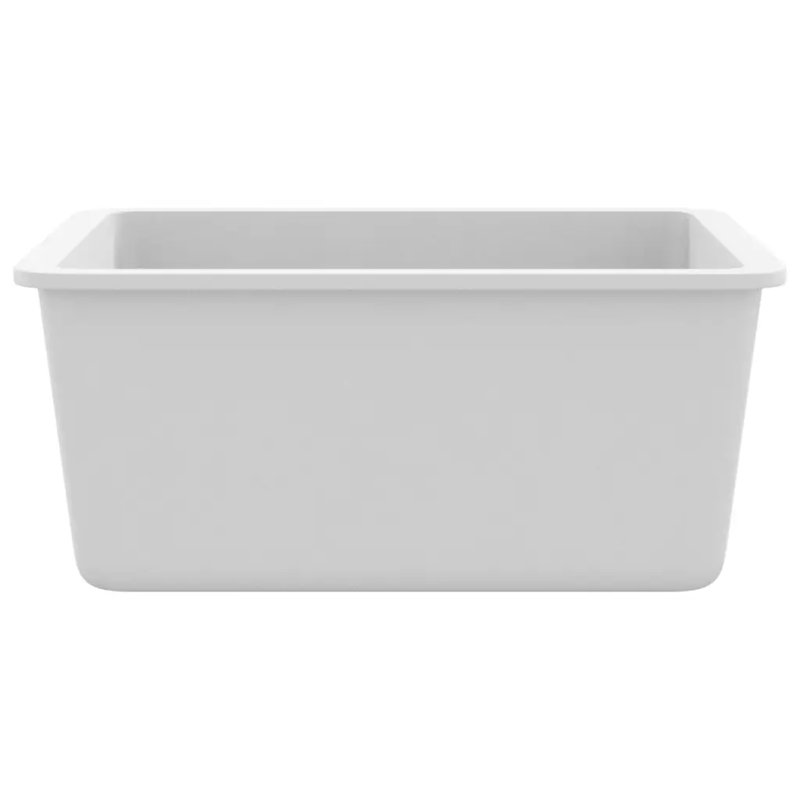 Belfry Kitchen Zosia 460mm W Single Bowl Stone Kitchen Sink, White