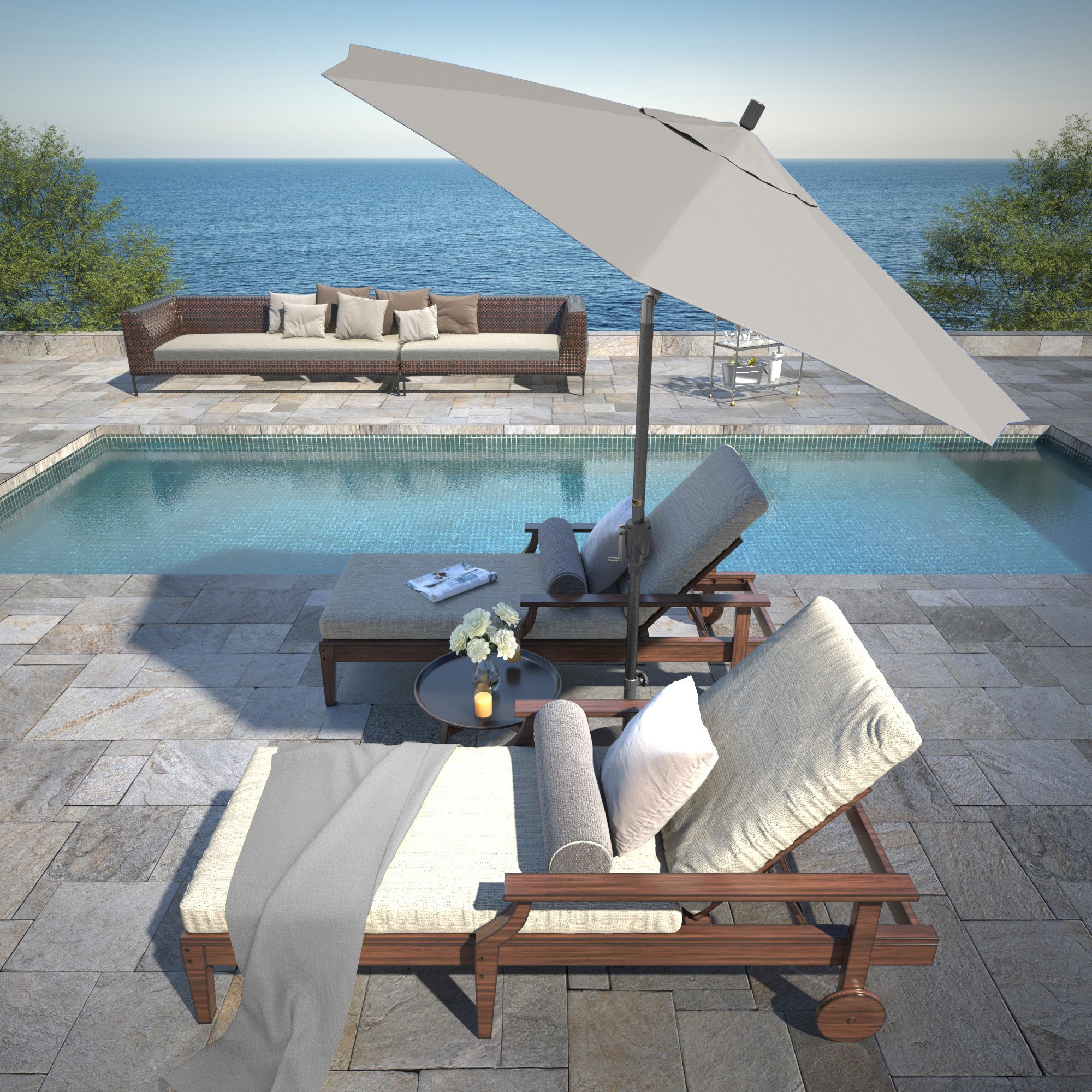 Lexia 90'' Sunbrella® Outdoor Umbrella, Canvas Granite Sunbrella® Canvas