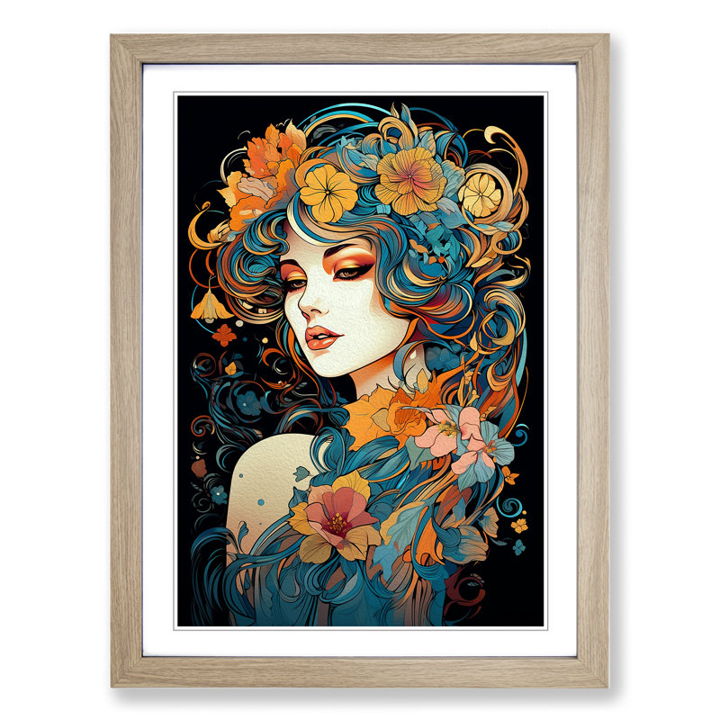 Single Picture Frame Print on Wood, Oak Framed, 34cm H x 25cm W