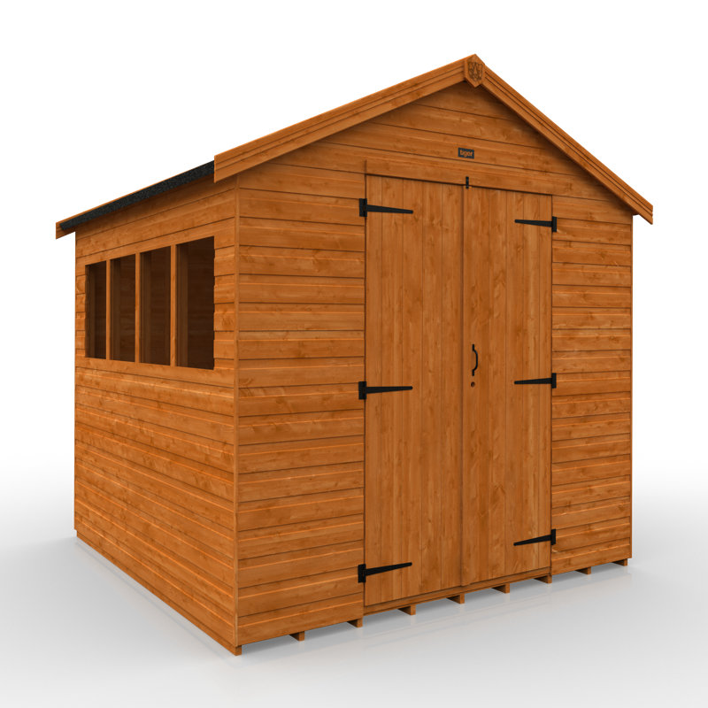 8 ft. W x 8 ft. D Solid Wood Shiplap Apex Garden Shed