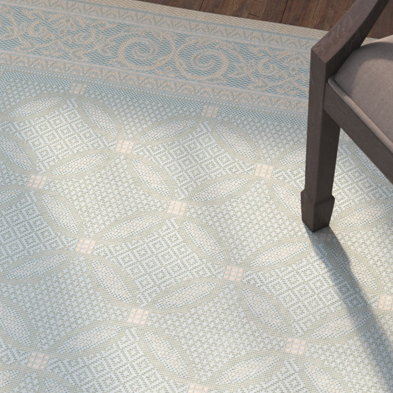Arneshia Oriental Blue/Cream Indoor/Outdoor Area Rug, Rectangle 5'3" x 7'7"
