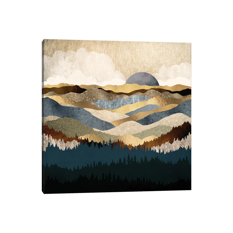 Golden Vista, H 18 po x l 18 po x P 1,5 po, Papier beaux-arts encadré noir, Blanc