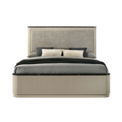 Linen Upholstered Eastern King Bed with Padded Headboard