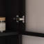 Bureau d'ordinateur avec armoires en verre et lumières DEL intégrées, bureau de coin en L avec ports de chargement USB-207524360