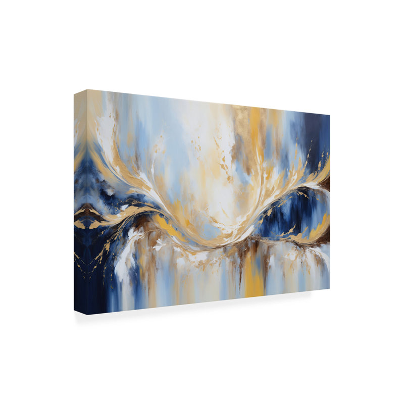 Wrapped Canvas Wall Art - Imagine It Images 'Gold Foil Arcs' Wall Art for Living Room, Bedroom, or Office Décor  - 30x47