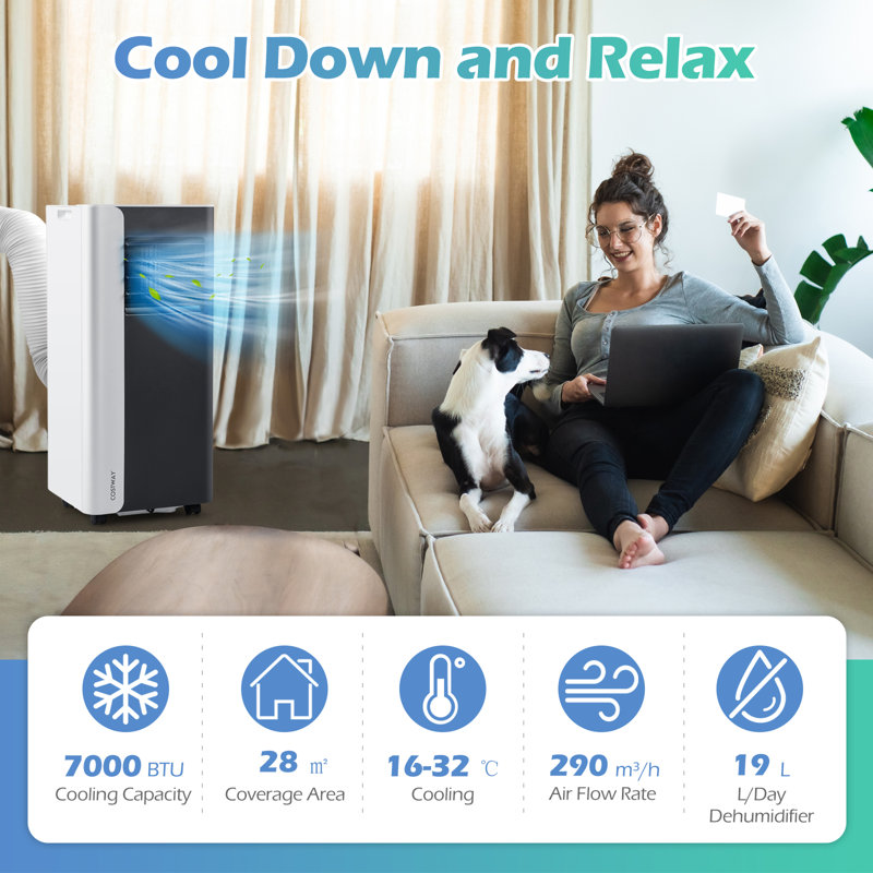 7000 Btu Portable Air Conditioner 4 In 1 Cooling Unit W/fan