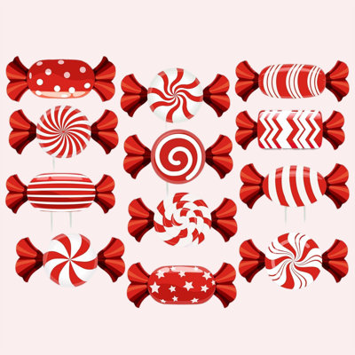 12Pcs Plastic Candy Christmas Decorations Outdoor Yard Signs with Stakes