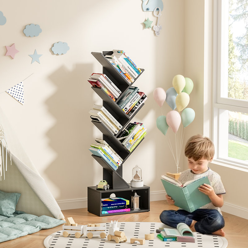 6 Tier Geometric Storage Bookcase, Black