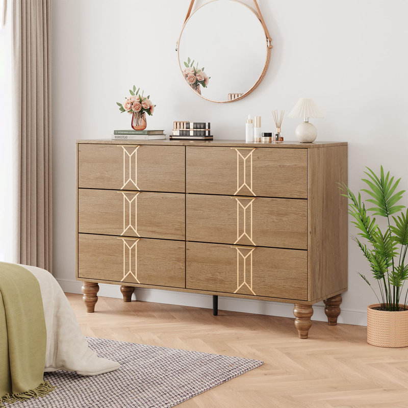 Commode 6 tiroirs Modern, Brun