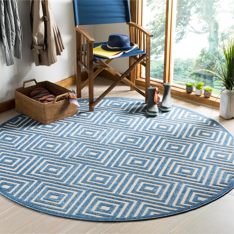 Bosco Performance Geometric Indoor/Outdoor Area Rug, Round 6'7"