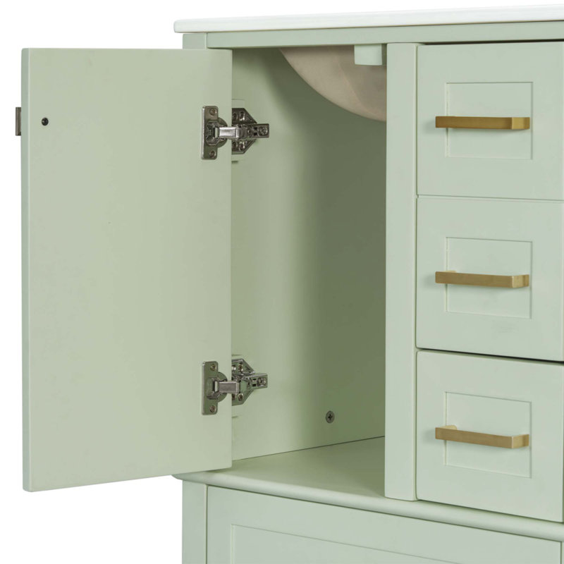 Meuble-lavabo 24,8 po avec lavabo en céramique, Vert
