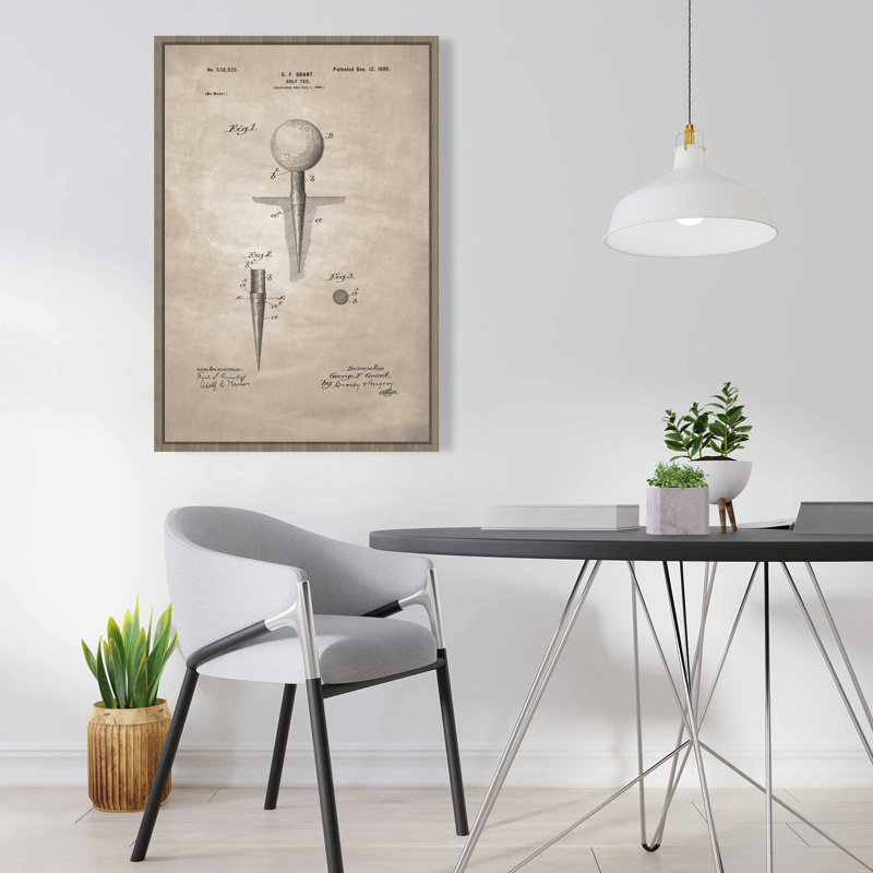 Beige Golf Tee Blueprint Canvas | Sports for Living Room