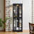 Solid Wood Frame Glass Curio Display Cabinet with Adjustable Shelves