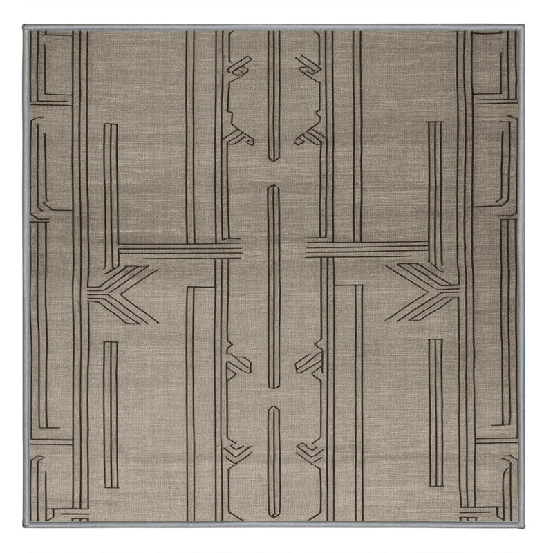 Tapis gris art déco lavable à la machine, Carré 5 pi