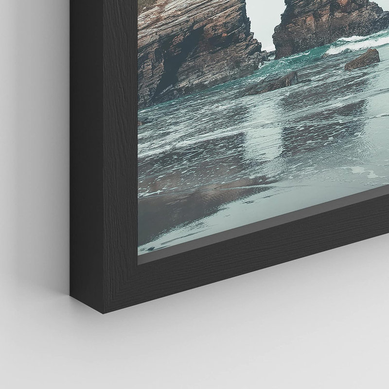 «Rocky Storm Cloud Sky Beach Ocean», reproduction encadrée de 4 pièces, Cadre noir, H 14 po x l 11 po x P 1 po
