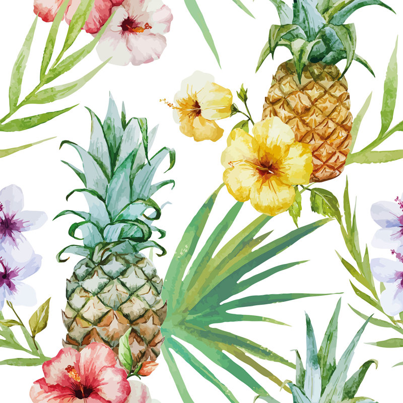 Panneau de papier peint amovible matelassé à thème tropical, L 126 po x l 24 po