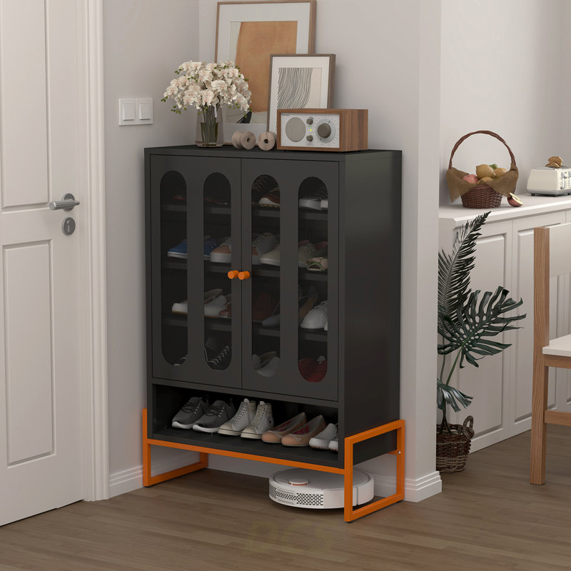 5.9 "High Foot Double-Sided Mesh Door Shoe Cabinet With Movable Double-Layer Partitions And Hollow Base Moisture-Proof And Seismic Design, Accessible Through Sweeping Machines, Suitable For Living Roo, Shoe Storage