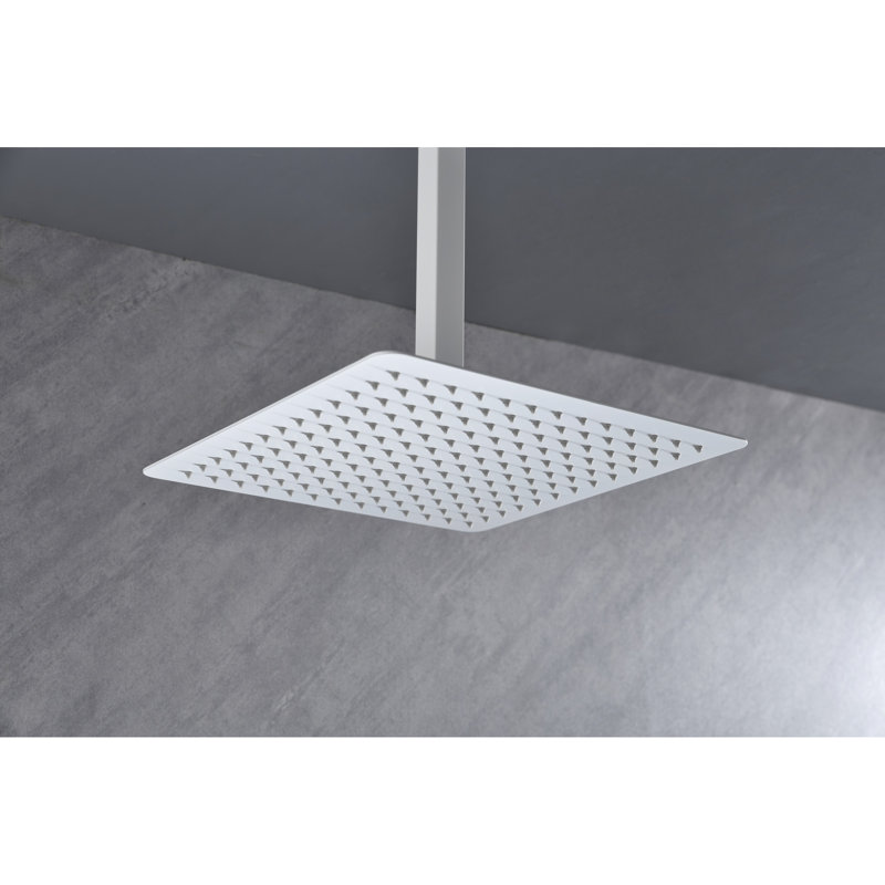 High Rainfall Shower Head - 304 Stainless Steel, Self-cleaning, 12x12x10, White, Refresh Your Bath Steel Bathroom Rainfall, Self Nozzles, Rejuvenate Daily