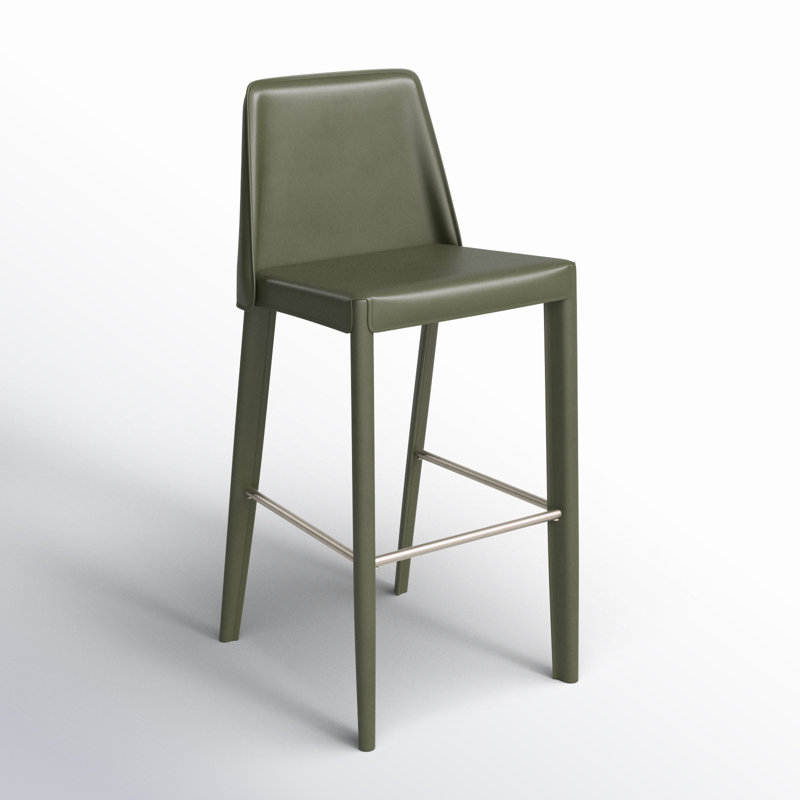 Pemma Vegan Leather Bar Stool, Dark Green