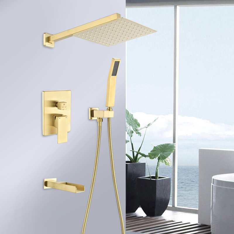 Complete Shower System, Brushed Gold