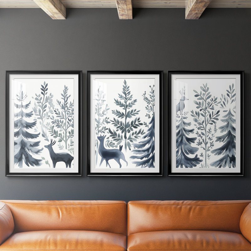 Art des Fêtes de Noël Cccxxi - Impression encadrée sur mesure de qualité supérieure - 3 pièces, H 15 po x l 19 po, Noir
