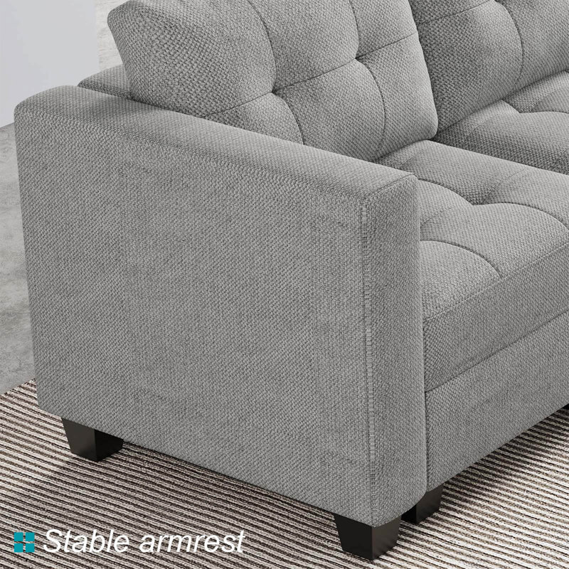 Ayden Hunsicker 63.8'' Modular Upholstered Sectional Sofa Bed Tufted Polyester Blend Sleeper with Storage