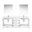 Meuble-lavabo double blanc 80 po Large avec comptoir en quartz résistant aux égratignures, robinet à un trou et surface à 30 miroirs