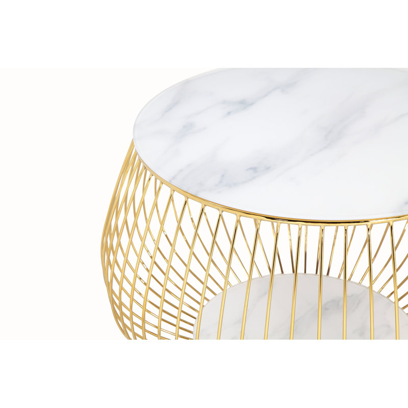 Addie Frame Coffee Table, Gold, White