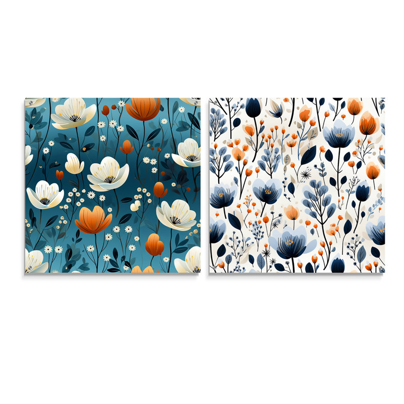 Ensemble de 2 art mural en verre Wilb Abraham, H 16 po x l 33 po