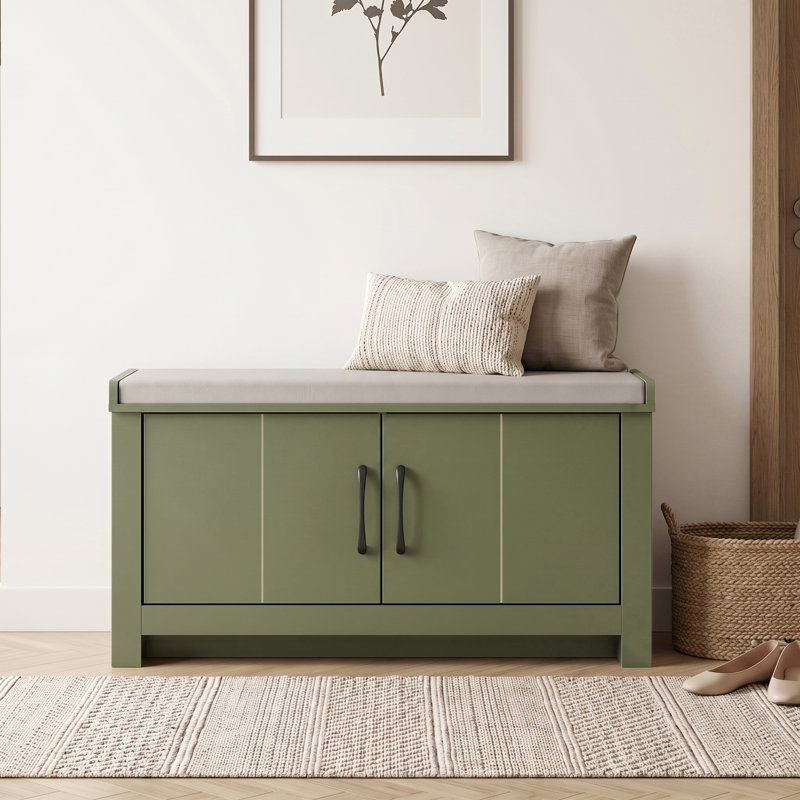 Limestone Alezae 2 Door Shoe Storage Bench, Kale Green
