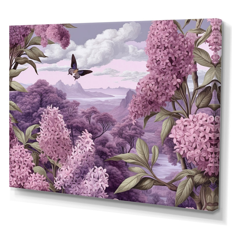 Mauve mauve, fleurs parfumées III - art mural floral, H 16 po x l 32 po x P 1 po, Toile tendue