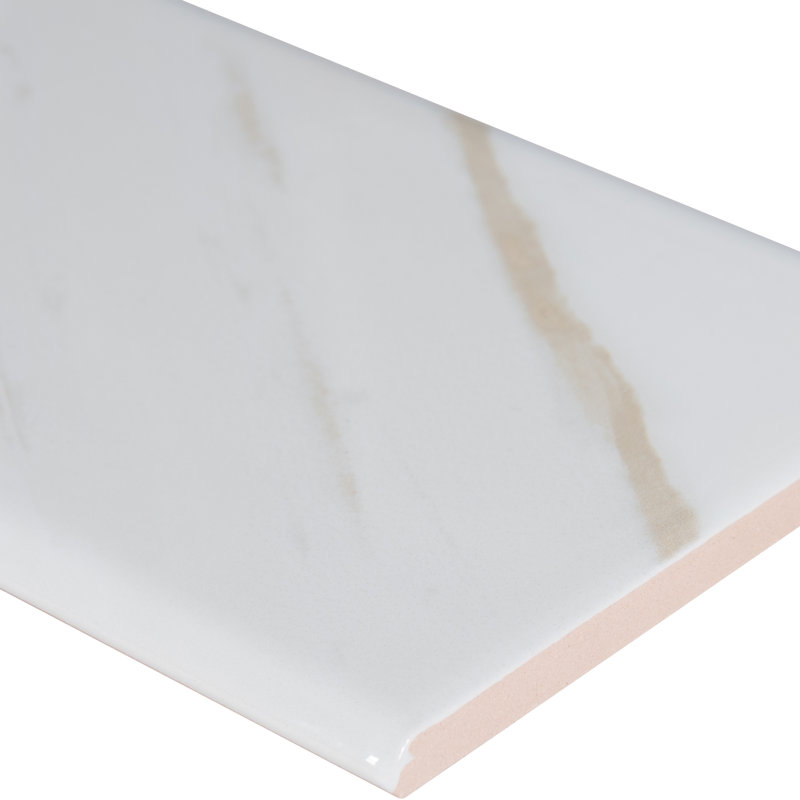 Classique Calacatta 4" x 16" Glossy Ceramic Bullnose Tile Trim