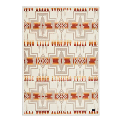 HARDING PRINTED PLUSH THROW IVORY