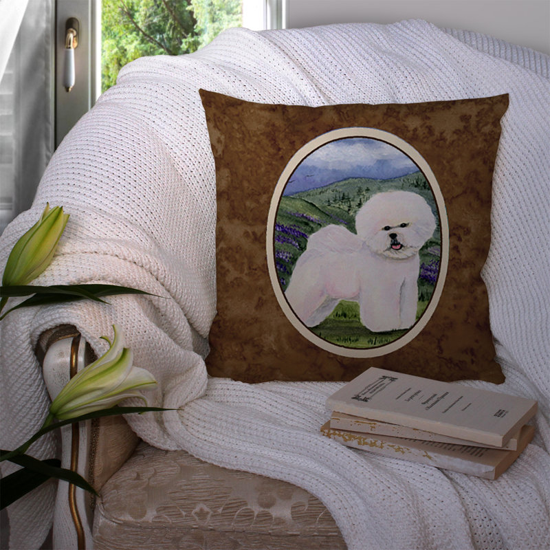 Coussin décoratif intérieur/extérieur contemporain bichon bichon frisé