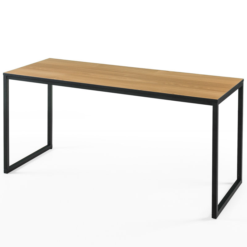 Shawna Solid Wood Steel Computer Desk, 73.7cm H x 160.02cm W x 61cm D, Natural/Black