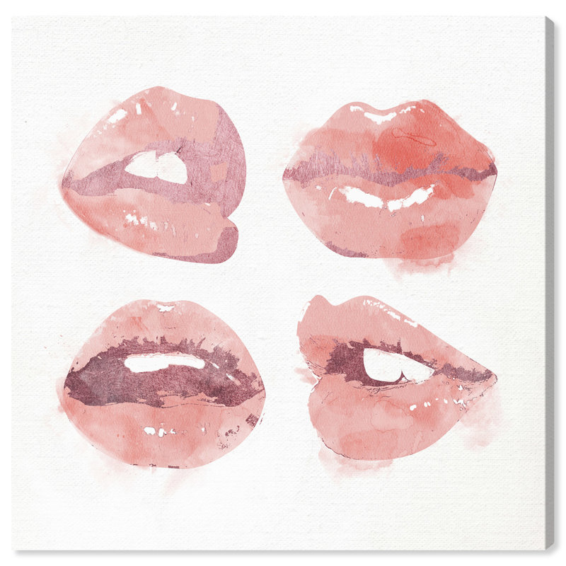 Amani XO, lèvres brillantes sur toile, L 12 po x H 12 po x P 0,8 po