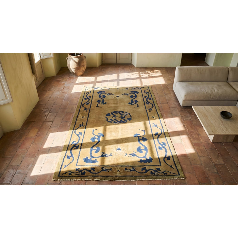 Antique Chinese Dragon Design Hand Knotted Wool Pile Peking Rug