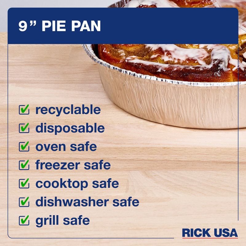 RICK USA: moule à tarte de 9 po - paquet de 25 - papier d'aluminium jetable, cuisson et cuisson polyvalentes, durable, gril-four-congélateur-lavable au lave-vaisselle, recyclable