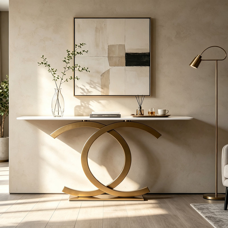 Console de luxe de style italien, H 33,5 po x l 55,1 po x P 13,8 po