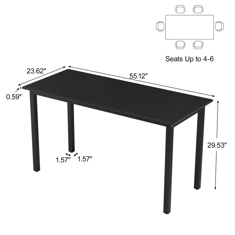  Table de conférence 79 po, table de réunion de bureau moderne avec cadre en métal (ensemble de 2), Noir