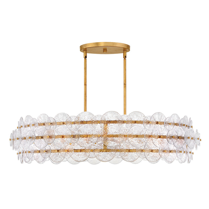 Rene 8-Light 45" Drum Chandelier w/ Textured Glass Discs