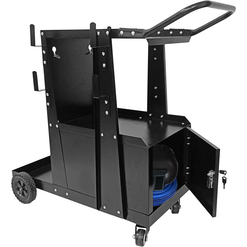 Chariot de soudage à 3 niveaux pour soudeurs TIG MIG et coupeurs à plasma - Capacité de 220 lb - Réservoir de sécurité et chaînes de sécurité - Chariot industriel robuste
