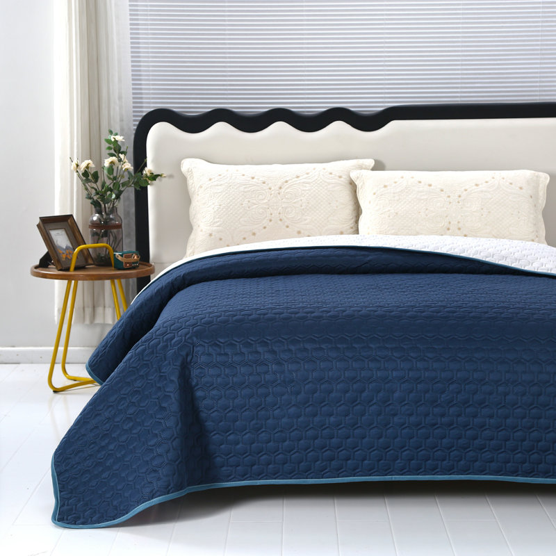 Couvre-lit de couleur unie - bleu royal - 229 × 264 cm, Bleu royal, Grand lit