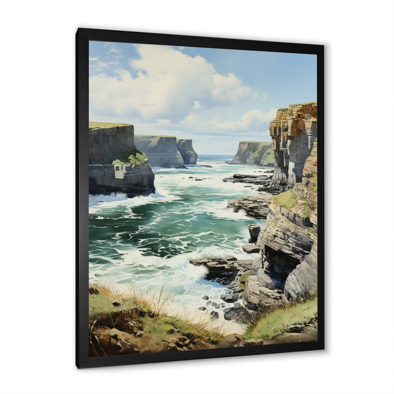 «England Majestic Cliffsengland Landscape II», reproduction sur toile, Cadre photo noir, L 24 po x H 32 po