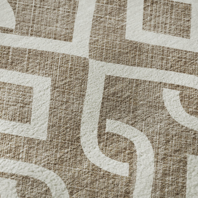Tapis brun Cerrito lavable à la machine de qualité supérieure, Rectangle 5 pi x 7 pi 6 po