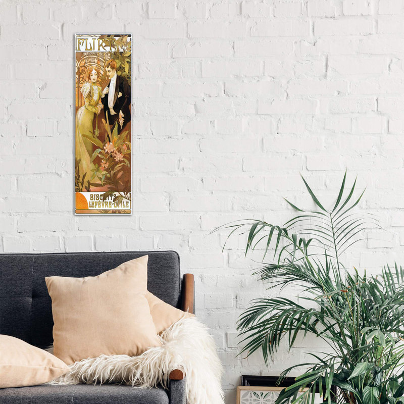 Flirt Biscuits by Lefevre-Utile 1899 by Alphonse Mucha - Panoramic Painting Print on Canvas, 121.92 cm H x 40.64 cm W