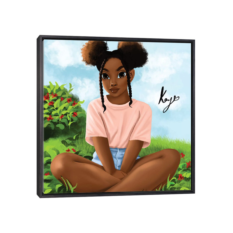 Garden par Princess karibo-impression d’art graphique, H 26 po x l 26 po x P 1,5 po, Toile avec cadre noir patiné