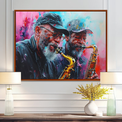 «All That Jazz Two Saxophone joueurs» rétro - musicien mural art salon