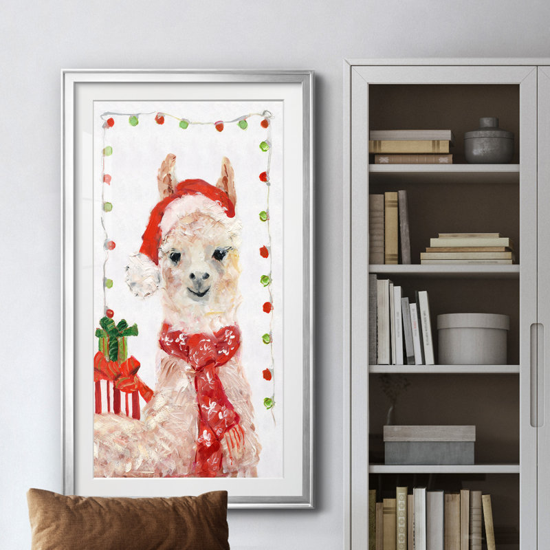Holiday Llama I - cadre photo, Encadrement argenté, H 10,5 po x l 18,5 po x P 1,5 po